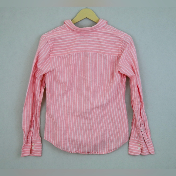 J. Crew "Perfect" Pink/White Striped Button Down Size 6 - Picture 3 of 3